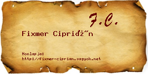 Fixmer Ciprián névjegykártya